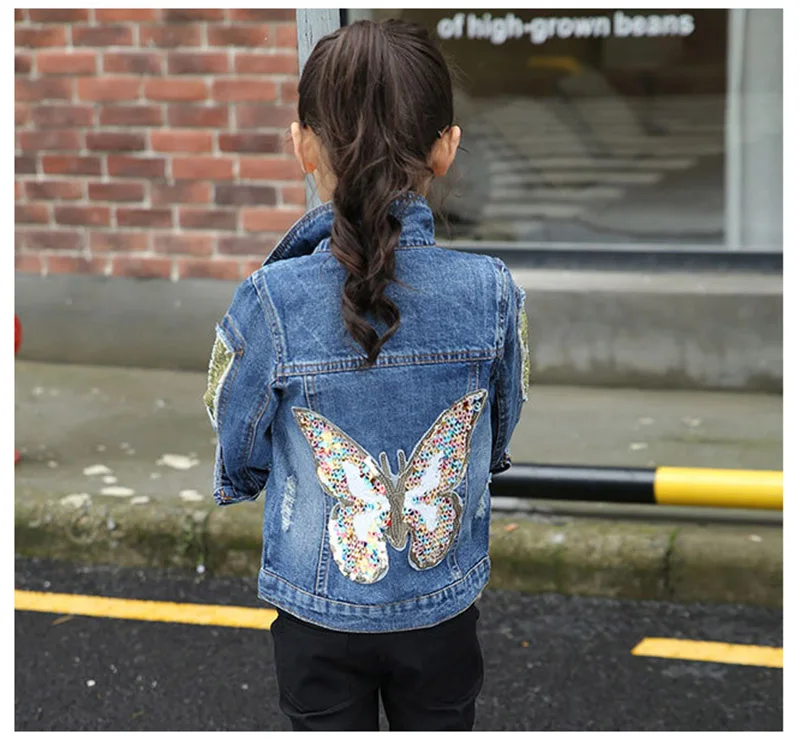 teenage girls denim butterfly jackets for kids outwear children coat girls sweaters children clothes (9)