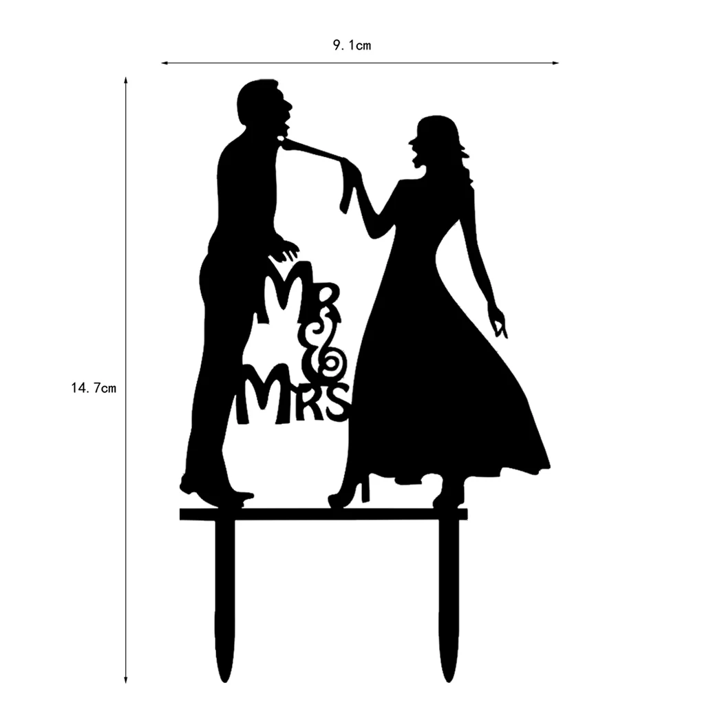 Топпер для свадебного торта, черное акриловое милое украшение для свадьбы, свадьбы, дня рождения, вечеринки, товары для взрослых