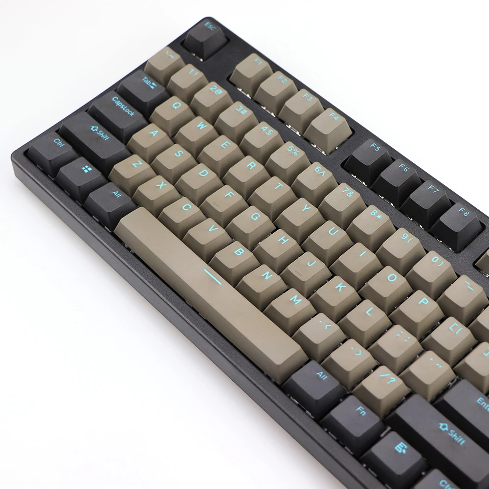  Double shot PBT Keycap Black Gray mixed Blue word Dolch 108 87 Cherry Profile Keycaps For MX Switch
