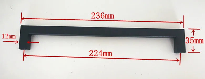 15 шт./лот 12*12 мм нержавеющая сталь матовый черный шкаф ручка квадратный бар "~ 24"