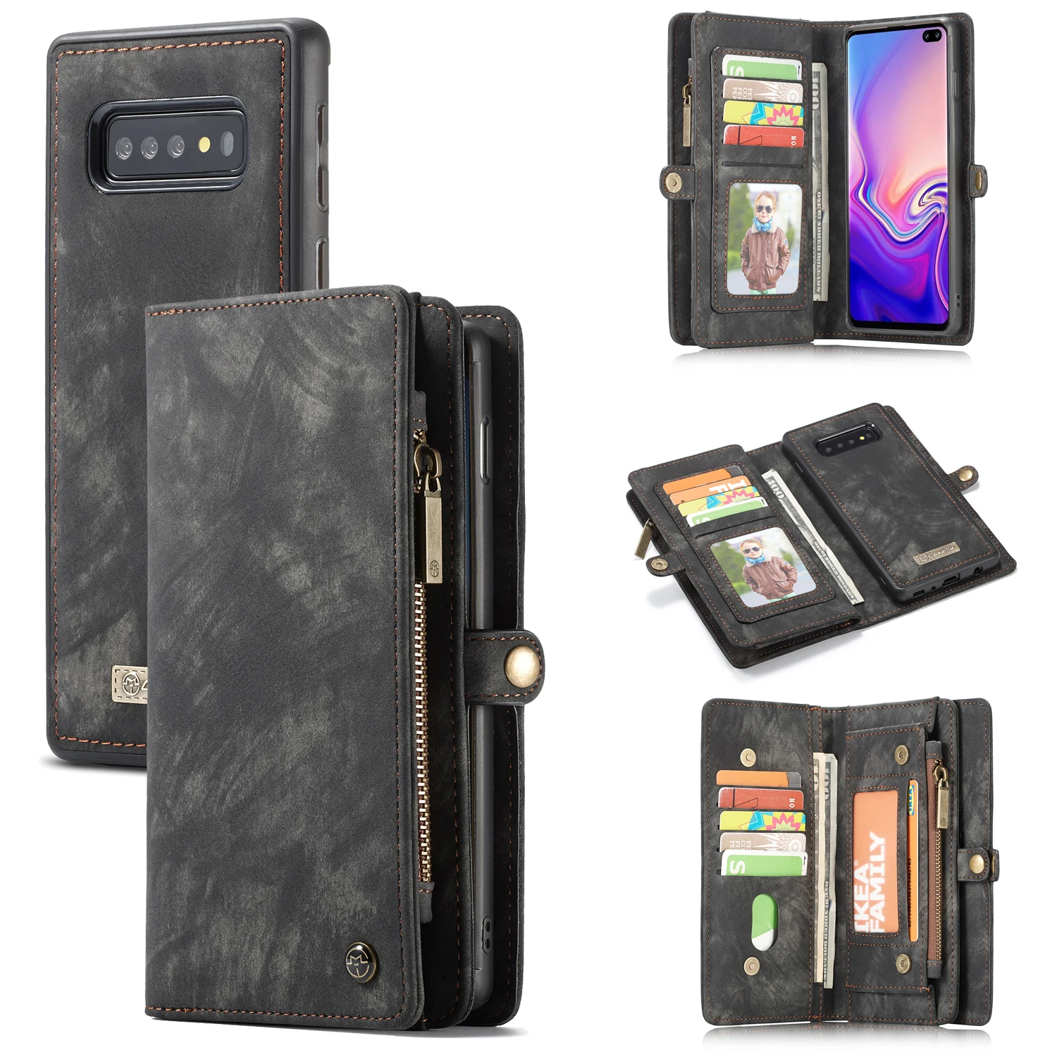 

For Samsung S10 Plus Case Magnetic Detachable Removable Phone Cover Folio Leather Wallet Case for Samsung Galaxy S10 S10E A50