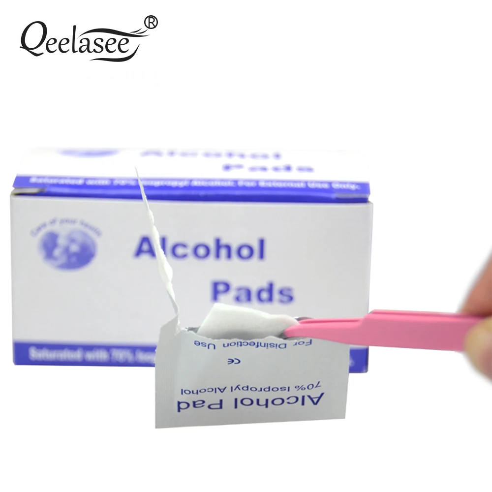 

Portable 100pcs/Box Alcohol Swabs Pads Wipes Antiseptic Cleanser Cleaning Sterilization for Eyelash Extension Tweezers