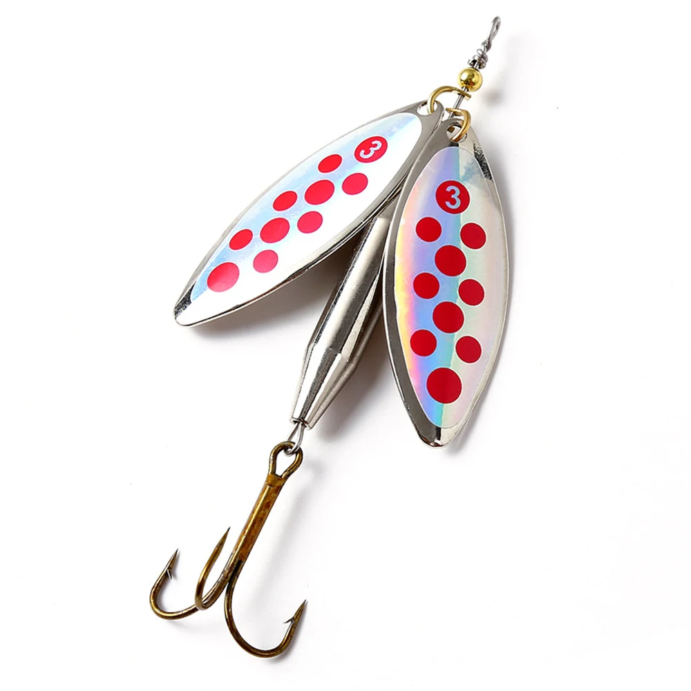 

1pc Metal Spinner Spoon Fishing Lure Double Sequins Tail 23g/10.5cm Long Cast Fishing Baits with Treble Hook Pike Fishing Tackle