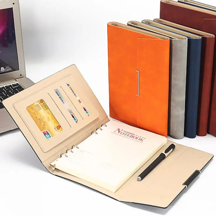 

Fashion A5 Loose-leaf Spiral Agenda Business Notebook PU Leaher Hardcover Journals Line Diary Weekly Memo Planner Notepad Book