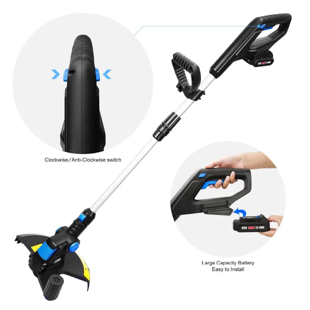 PROSTORMER 20V Electric Grass Trimmer Lithium-ion 2000mAh Cordless Lawn Mower Grass String Trimmer Pruning Cutter Garden Tools PROSTORMER 20V Electric Grass Trimmer Lithium-ion 2000mAh Cordless Lawn Mower Grass String Trimmer Pruning Cutter Garden Tools