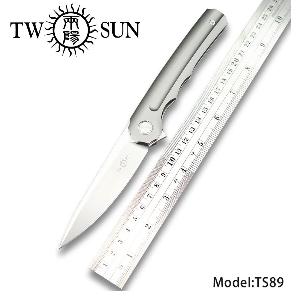 

TWOSUN d2 blade folding Pocket Knife tactical knives hunting knife survival tool EDC TC4 Titanium Ball Bearing Fast Open TS89