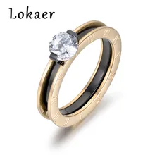 Lokaer, классическое Золотое обручальное кольцо с кубическим цирконием, ювелирные изделия из нержавеющей стали, кольца с римскими цифрами для женщин, Anneau R180260433
