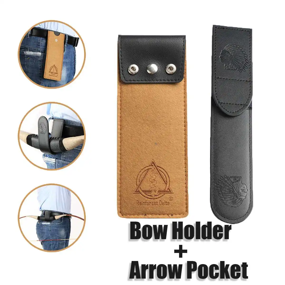 

Hunting Archery Bow Waist Hanging Holder and 6 Tubes Arrow Holder Arrow Pocket for Compound Bow and Recurve Bow