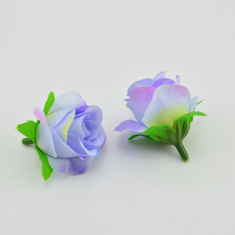 Шелковые Розы 10 шт. 4 см искусственные головки цветов для дома Рождество год свадебные украшения, аксессуары искусственный цветок - Цвет: blue