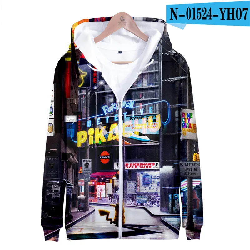 

Detective Pikachu Hoodie 2019 New Movie Japan Cartoon Moletom Pink Anime Hoodie Cosplay Pokemon Clothes Anime Clothing Girls