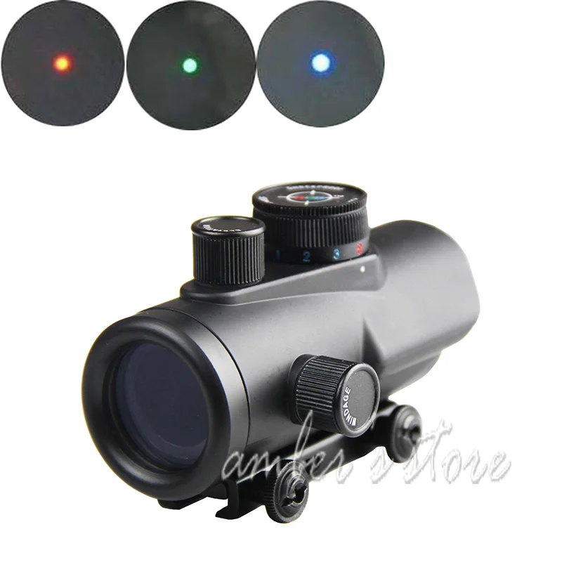 

Free Shipping Tactical Hunting Holographic 1 x 30mm Red Green Blue Dot Sight Scope 11mm & 20mm Weaver Rail Mount