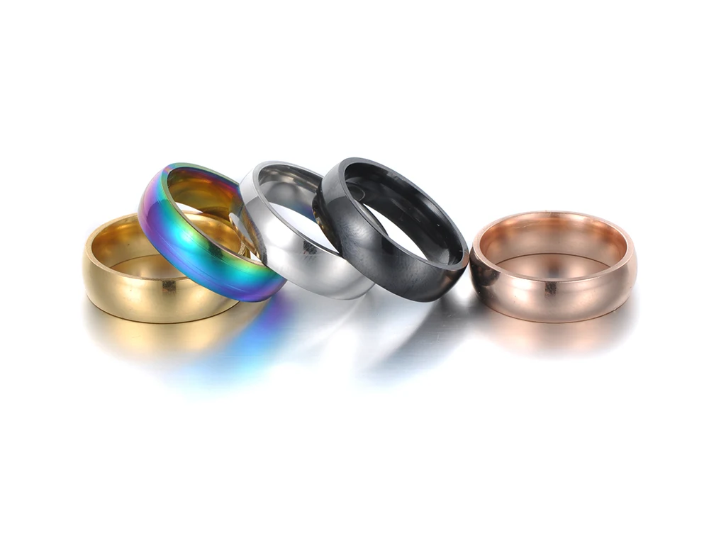 YiKLN трендовые кольца из нержавеющей стали розового золота/серебра/золота антиаллергенные гладкие Свадебные Кольца для пар ювелирные изделия для мужчин и женщин R18115