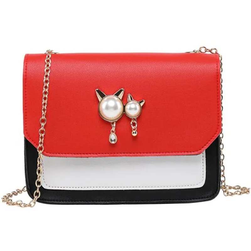 2019 женские Сумки из искусственной кожи с панелями сумки через плечо жемчугом