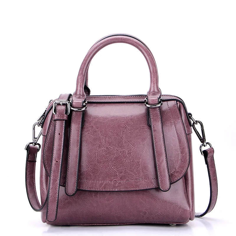 Винтажная женская сумка-тоут из натуральной кожи в европейском стиле, роскошная классическая дизайнерская женская сумка-мессенджер из коровьей кожи - Цвет: Taro Purple