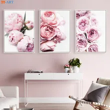 Peony Print Floral Botanical Wall Art Pastel Pink Flowers Poster Canvas Painting Living Room Home Decor