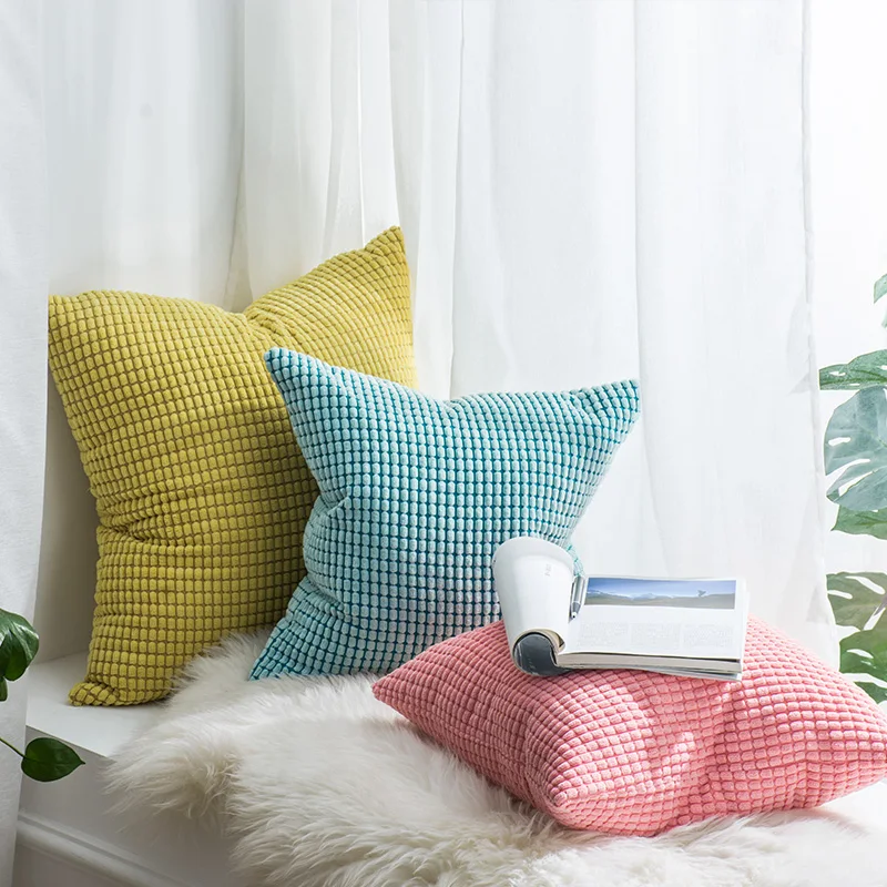 

30x50/45x45/50x50/55x55cm soft solid corduroy fabric corn pattern cushion cover sofa pillowcase decorative throw pillow cover