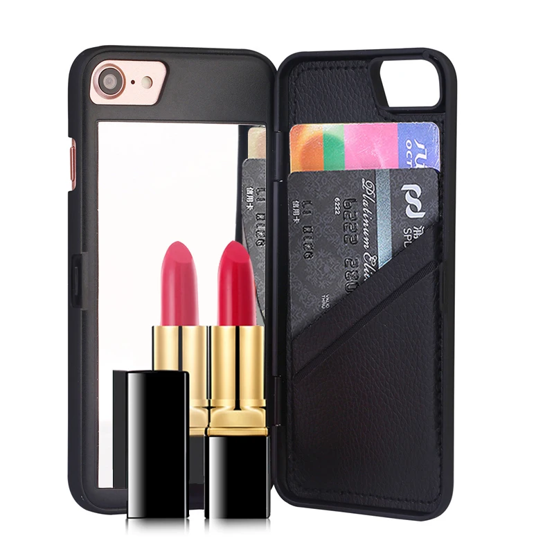 For iPhone 5 5s SE Case Wallet Mirror Cover S 5G Makeup PC Leather Pouch Dual Layer Card Slot Shell Celular |