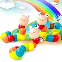 Деревянные различные витые детские головоломки цветные игрушки гусеницы могут упражнять Детские гибкие игрушки
