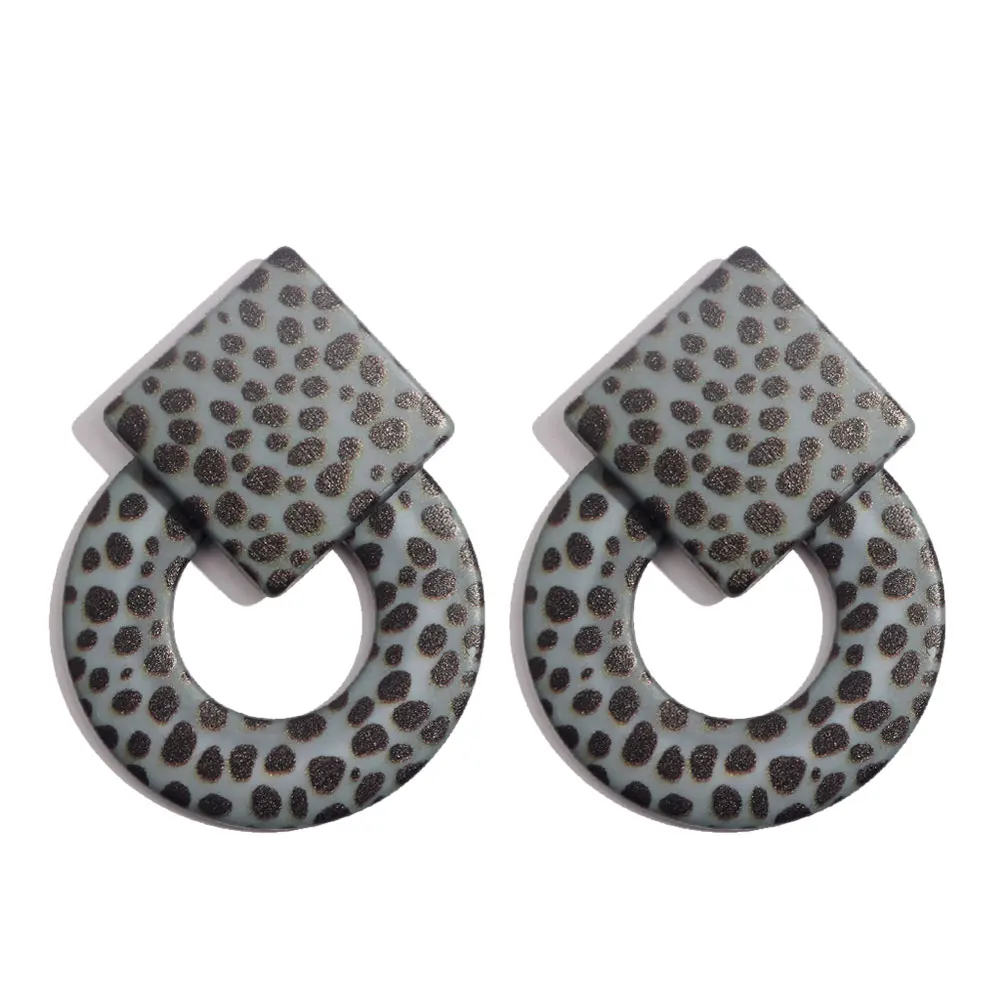 Flatfoosie Леопардовый цвет, акриловый серьги-гвоздики для женщин ZA модные круглые геометрические винтажные полимерные большие серьги для девочек ювелирные изделия - Окраска металла: BL