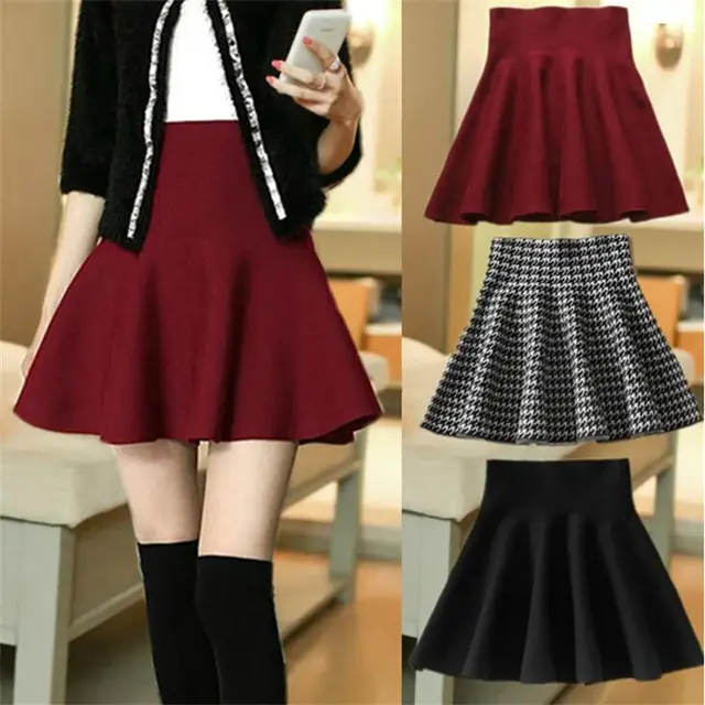 US $6.69 2015 New Autumn Winter Short Skirts Woman High Waist Knitting Woolen Skirt Female Plus Size Pleated