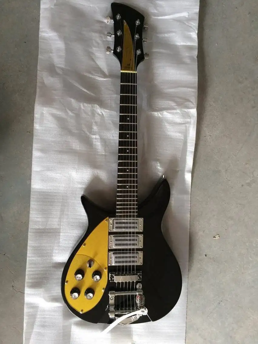 

New Arrival Left Handed Electric Guitar 325 330 360 381 model rick with bigsby 3 pick ups in black factory direct supply 150130