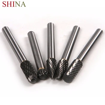 

5pcs Tungsten Carbide Rotary Burr File Milling Cutter 6mm Shank CNC Engraving Tool Accessories 8mm Front-End Electric Grind