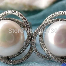 Ry00230 12 ММ БЕЛЫЙ КРУГЛЫЙ FW КУЛЬТИВИРОВАННЫЙ ЖЕМЧУГ СЕРЬГИ