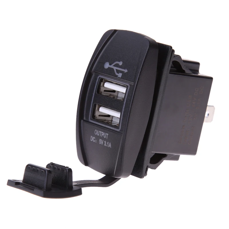 Универсальное зарядное устройство с двумя USB портами для мотоцикла и