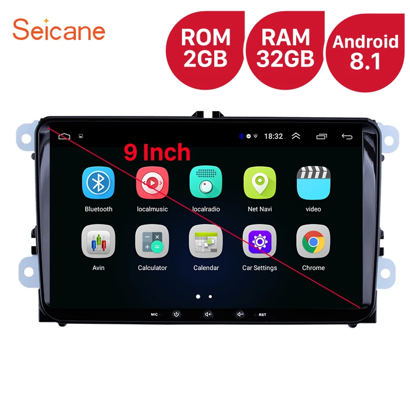 Seicane For VW/Volkswagen/Golf/Tiguan/Passat/b6 b5 RAM 2GB ROM 32GB 9 inch Android 8.1 Car Head Uni