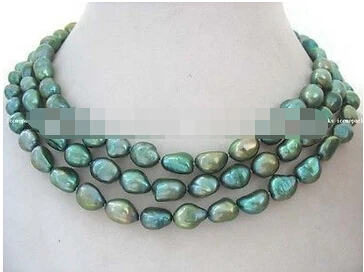 

Free shipping >>@ 946 freshwater pearl green baroque necklace 45