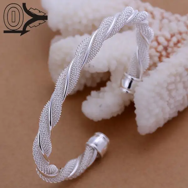 

Wholesale Silver Plated Bangle,Wedding Jewelry Accessories,Twisted Wire Mesh Fashion Round Shape Silver Bracelet