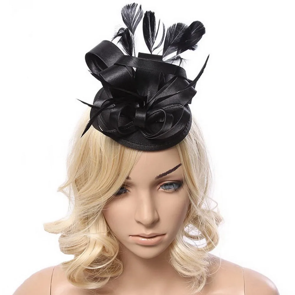 

Fascinator Headbands Hats Feathers for Women Tea Party Wedding Derby Hair Decoration Black