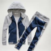 Корейский вариант мужской и женский костюм с капюшоном и длинными рукавами осенне-зимние парные хлопковые комплекты уплотненные