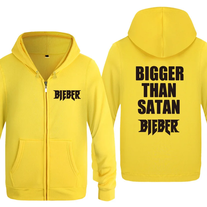 Zipper Hoodies Men Justin Bieber Bigger Than Satan Mens Hoodie Hip Hop Fleece Long Sleeve Rock Man's Jacket Sweatshirt Tracksuit
