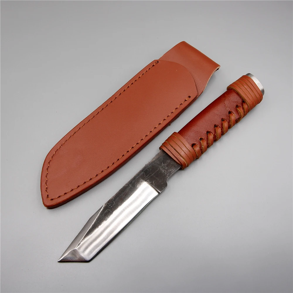 

Handmade multi-blade straight knife high-carbon steel heat treatment 58 hrc fixed blade outdoor camping hunting army knife tools