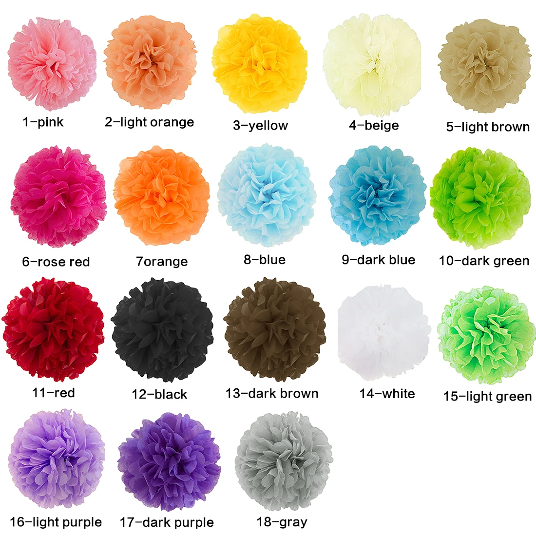 

5pcs/lot Tissue Paper Pom Poms Paper Flower Ball Pompom For Home Garden DIY Wedding Birthday&Wedding Car Decoration