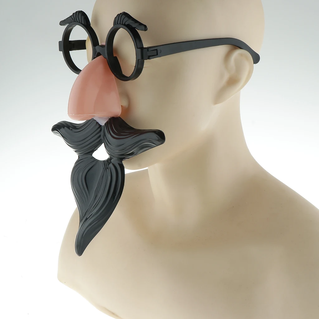 Novelty Funny Black Eyebrows Mustache Big Nose Glasses Halloween Masquerade Costume Party Eyeglasses Props for Men Women