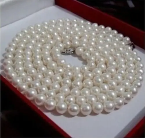 

Free Shipping >>>VERY CHARMING 33" 8-9MM SOUTH SEA GENUINE WHITE PEARL NECKLACE 14k GOLD CLASP