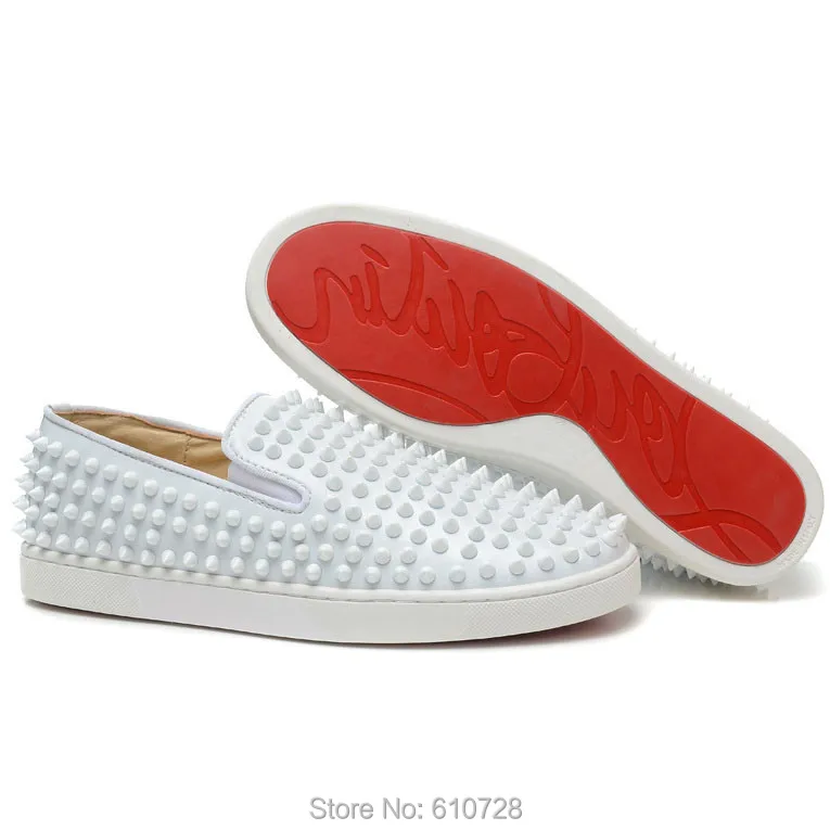all white red bottoms with spikes