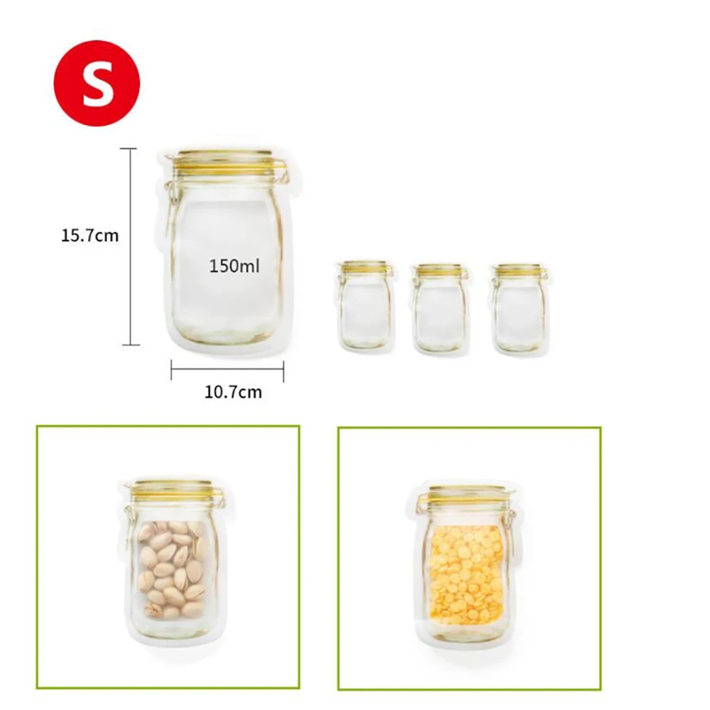 10 шт. Mason Jar с узором, сумки для хранения продуктов, набор кухонных органайзеров, детские закуски, свежие сумки, сумки для хранения продуктов 29