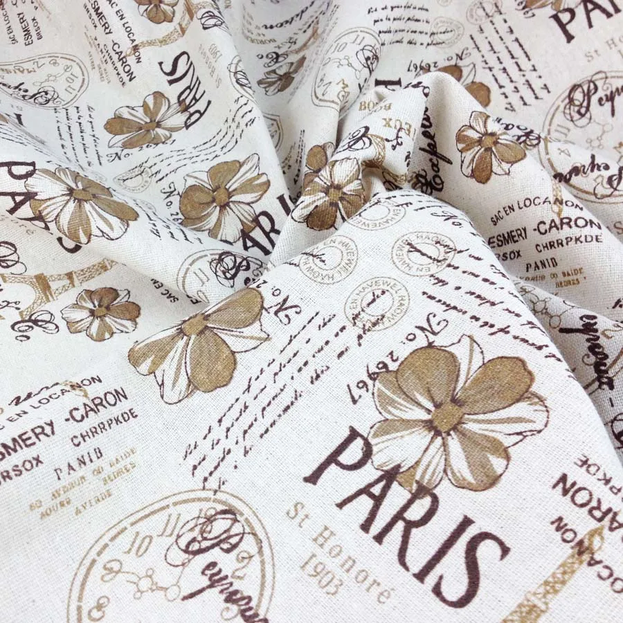 

Diy Linen Print Paris Handwork Fabric for Bag,Linen Table Cloth Fabric,Toy Sewing Patchwork Cloth,Width 148cm