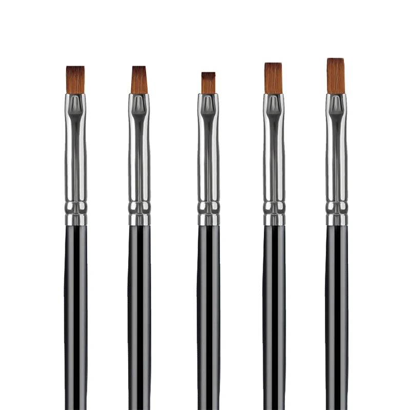 5 Pcs Black ROHWXY 12 шт., акриловая кисть для дизайна ногтей, кисть для резьбы в виде цветка, гелевая ручка для ногтей, УФ-гель для рисования, кисть для рисования, ручка, инструменты для дизайна ногтей - Цвет: 5 Pcs Black
