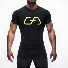 Марка Золотые GymsharkT-Рубашка Бодибилдинг Одежда Сжатия Рубашка Мужчины Crossfit Фитнес Вздох Майка Плюс Размер
