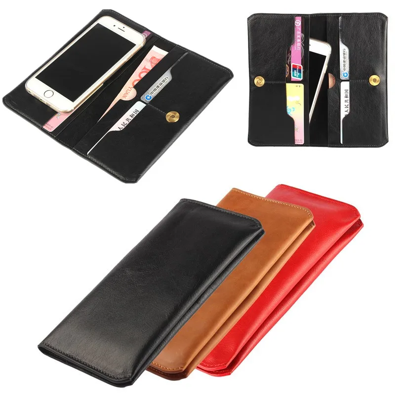 For Samsung Galaxy S7 S6 Edge Purse Case Universal Top Genuine Leather Wallet Universal Cover Fundas