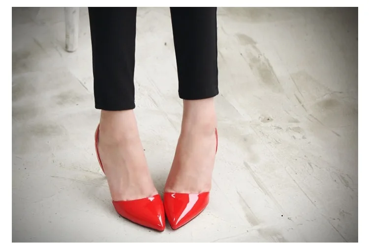 Zapatos Mujer назад ремень сандалии из лакированной кожи с закрытым носком офисная обувь элегантные sandalias с острым носком 7 см 9 см каблук 5 см