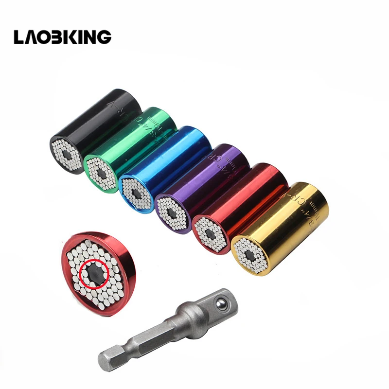 

2 Pcs/Set Magic Spanner Grip Multi Function Universal Ratchet Socket 7-19mm Power Drill Adapter Car Hand Tools Repair Kit