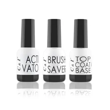 

Dipping Powder Liquid Set - Top Coat & Base Coat 2 in 1, Activator, and Brush Saver, 1 Bottle Each