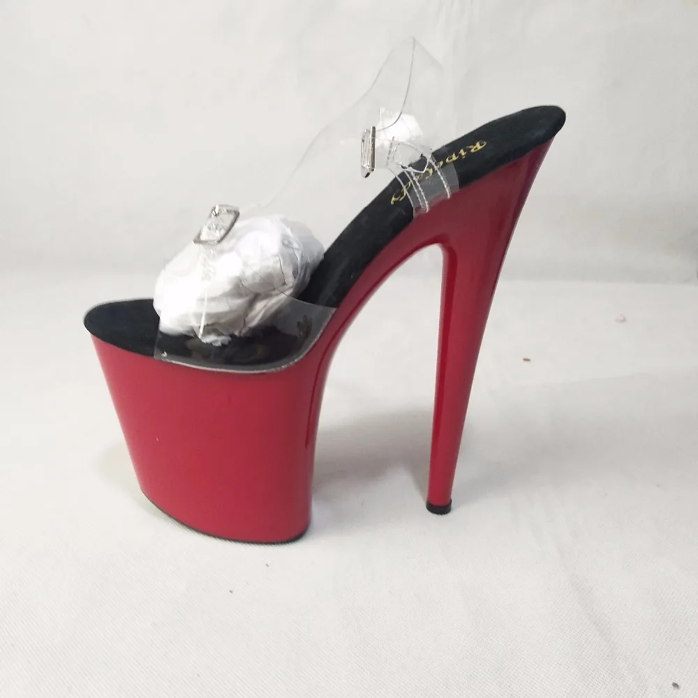 New style, beautiful transparent vamp, lacquer platform will be high heels, 20 cm sexy model sandals, pole dancing shoes