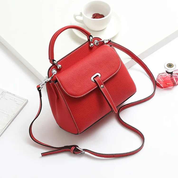 

Head Layer Cowhide Leather Lady Bag 2019 New Korean Version Handbag Single Shoulder Retro Small Saddle High Quality Shoulder Bag