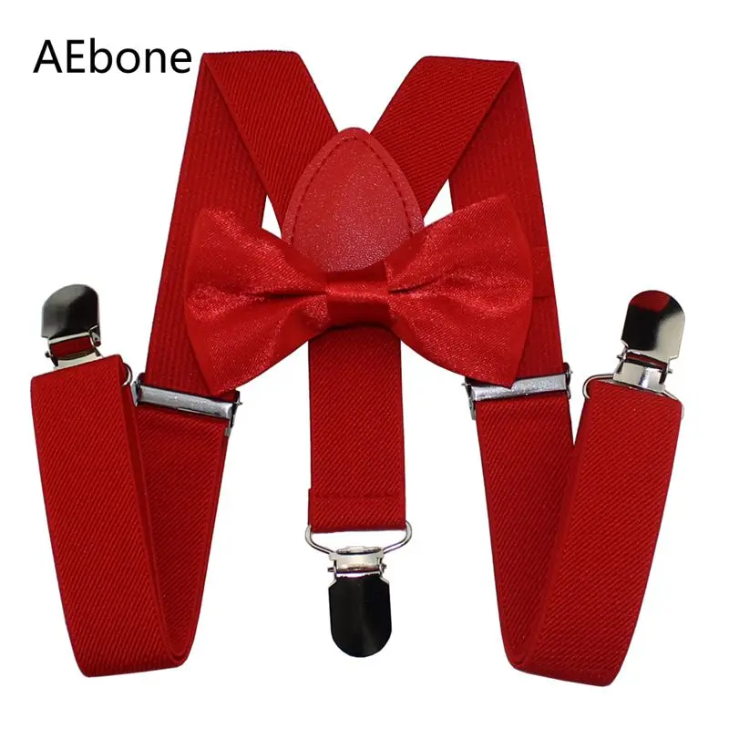 AEbone мальчиков галстук-бабочка и подтяжки Детские Красный чулок Bow Tie Наборы для маленьких девочек подтяжки бабочкой Bretels Kinderen Свадебная